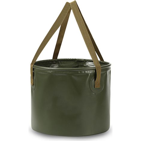 Seau pliable portable étanche et inodore de 20 L pour le camping, les pique-niques, la vaisselle et le trempage des pieds. Vert forêt.-AquaForge (1/5)