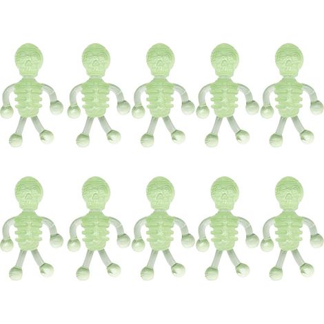 Lot de 10 petits squelettes lumineux extensibles en TPR, jouets anti-stress pour Halloween, accessoires de fête (1/5)