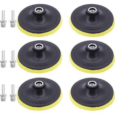 6 Stück 150mm Klett-Schleifteller M14 Gewinde, Schleifscheiben Stützteller selbstklebend für Bohrmaschine Winkelschleifer