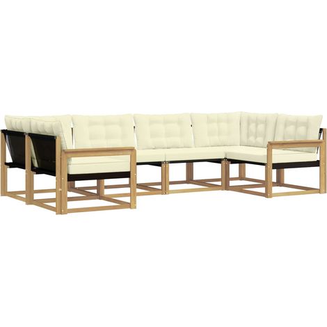 Set di divani da esterno 6 pz 6-Posti Bianco e Crema vidaXL (1/5)