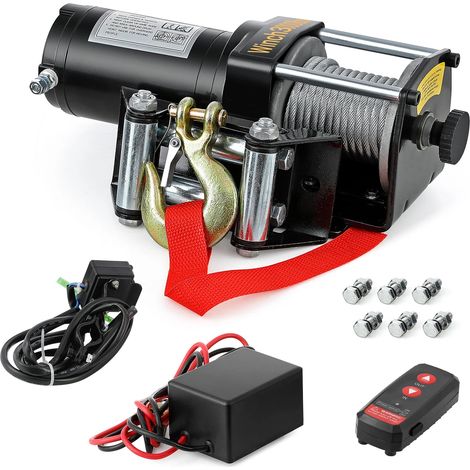 Treuil Electrique 900W 1360kg 12V avec telecommande,Moteur Haute Puissance,Treuil de Récupération avec Câble en Acier Solide,Portable et Puissant