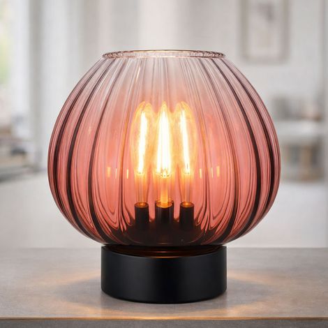 Lampada da tavolo LED lampada da lettura in vetro lampada da soggiorno lampada da tavolo rosso nero, interruttore, metallo, 1x 7W 630lm bianco caldo, DxH 23x23,5 cm