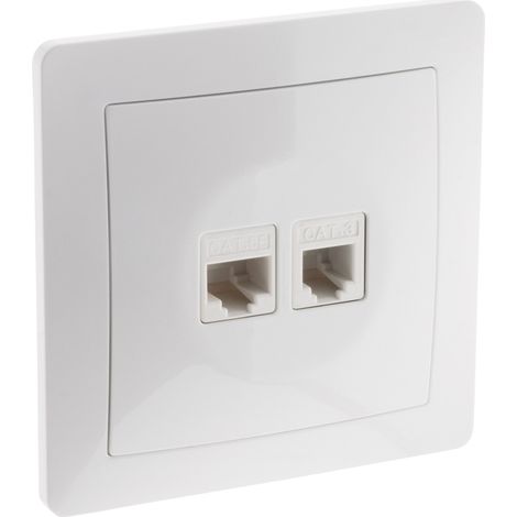 Prise téléphone RJ11+RJ45 encastrable - Blanc - Orys - Zenitech