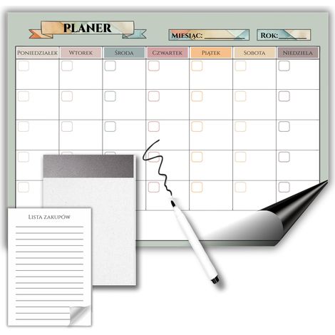 Calendario magnético semanal para nevera + bolígrafo (1/5)
