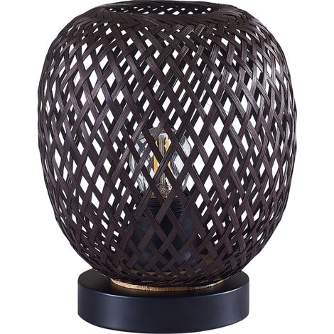 Lampada da tavolo boho nera bambù E27 Polux Zanzibar (1/4)