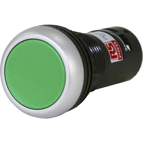 Unité complète de bouton-poussoir RS PRO Vert , Momentané, Rond, 1 NO ( Prix pour 1 )
