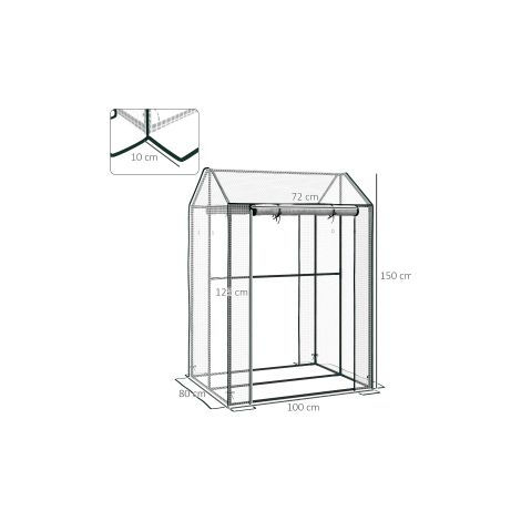 Serre tunnel en film avec porte double, coupe-vent en blanc, 100x80x150cm, idéale pour jardin et balcon (1/5)