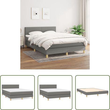 Matratze - Boxspringbett mit Matratze Dunkelgrau 140x200 cm Stoff (1/5)