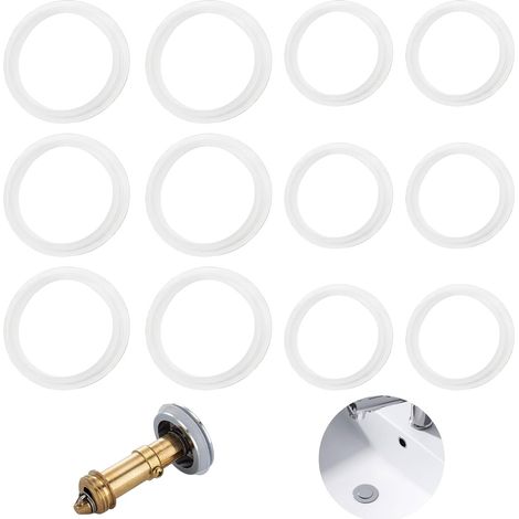 12 Pcs Joint de Rechange à Lèvre ，Bouchon Baignoire Pop Up Joint Lavabo ，Joint Torique Universel Joints de Rechange pour Salle de Bain, de Baignoire Lavabo,Vanne de Vidange Push-up，(Blanc, 38 ＆32mm)