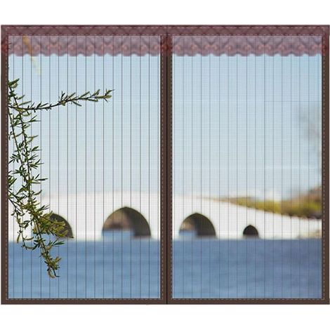 Moustiquaire magnétique automatique sans perçage – 80 x 140 cm, couleur café, pour portes et fenêtres de balcon (1/5)