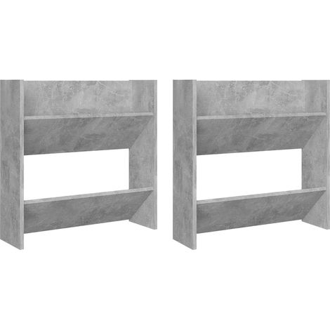 vidaXL Scarpiere Muro 2pz Grigio Cemento 60x18x60cm Legno Multistrato