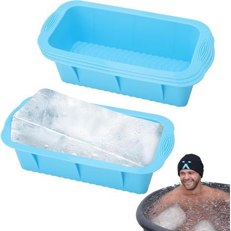Juego de 4 moldes grandes de silicona para cubitos de hielo, ideales para congeladores. Fáciles de desmoldar y reutilizables para baños de hielo, baños de inmersión en agua fría o neveras portátiles ( (1/4)