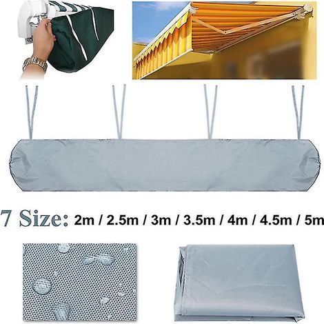 Store extérieur gris avec enrouleur télescopique imperméable de 4,5 m - Protection contre la poussière (1/3)