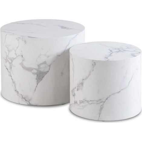 Leila Couchtisch-Set 38 cm/48 cm Weißer Marmor Moderner Glamour (1/5)