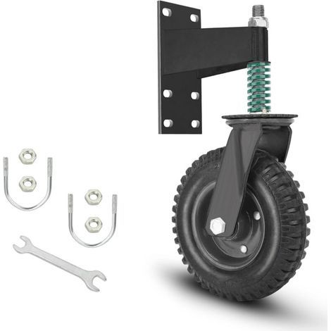 Roue de portail 20 cm – Caoutchouc – Charge 272 kg – Absorption des chocs – Montage par trou de boulon – Outil d'installation inclus (1/5)