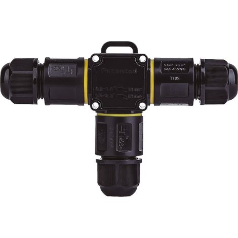 Conector estanco con regleta tipo T 0,5-2,5mm (Nivel de inflamabilidad V2 450V) IP68 128,3x84,4mm color negro (1/4)