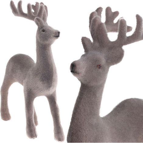 TG56927-10 Rentier-Weihnachtsbaumschmuck aus beflocktem, grauem Samt (1/5)
