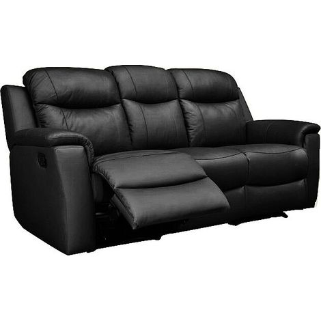 Divano 3 posti e 2 poltrone relax in cuoio Nero - EVASION (1/2)
