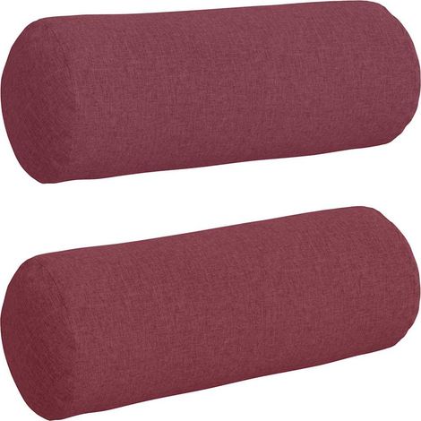 Cojines Bolster 2 pcs Rojo vino Ø 25 x 70 cm tela vidaXL