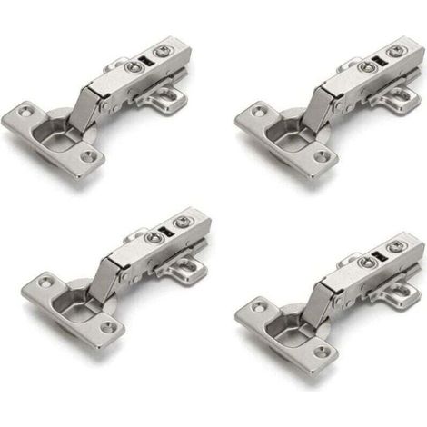 Lot de 4 charnières pour meuble – Acier laminé à froid – Fermeture lente – Angle plié sans fente – Charge jusqu'à 200 000 cycles (1/4)