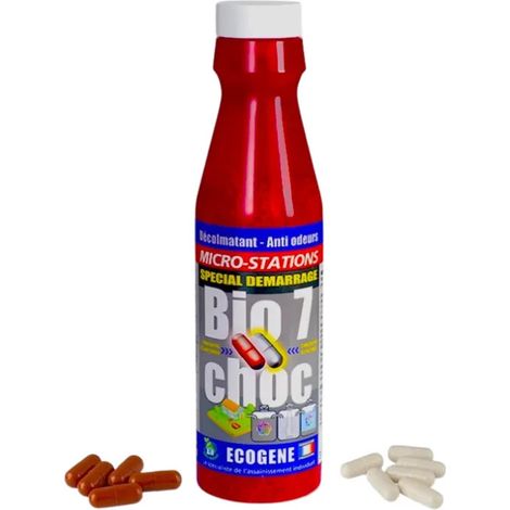 Bio7 Choc Micro-Stations 375 g – Traitement des eaux usées – Action biologique pour détruire graisses et déchets – Préserve la nature