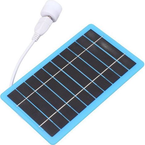 Panneau solaire portable - 5W 5V Chargeur USB avec lumière blanche - Camping randonnée pêche - Bleu (1/5)