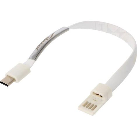 Cable- USB 3.0- USB A prise.USB C prise- nickele- 0.23m- blanc