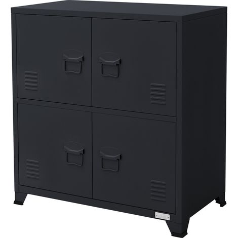 ML-Design Schedario da Ufficio 75x40x80,5 cm Antracite Acciaio Mobile a 4 Gambe Armadietto in Metallo 4 Ante 2 Scomparti Interni Armadio Industriale Portadocumenti in Acciaio di Stoccaggio