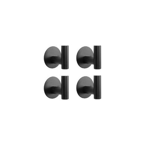 TAISHENGDA Set mit 4 Edelstahl-Wandhaken – Schwarze runde Basis, kein Bohren erforderlich, doppelseitiges Klebeband (1/5)