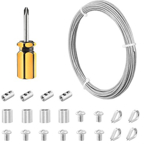 10-meter stainless steel plastic-coated rope and clip set for home use, plastic-coated steel wire rope accessories, and outdoor steel wire rope. (1/5)