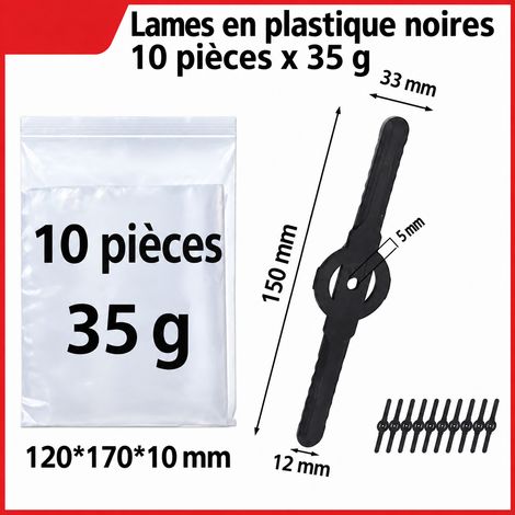 Ensemble de lames en plastique PP pour coupe-bordure, lames en plastique noir lot de 10 pièces 37 g, 0.037 kg, 12 × 17 × 0,5 cm, 40 g – Livraison gratuite