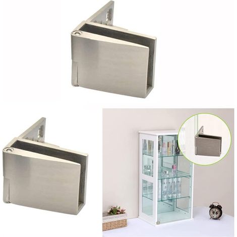 1 paio di cerniere per ante in vetro senza telaio per vetrine portabottiglie, adatte a vetri da 3-5 mm (1/3)