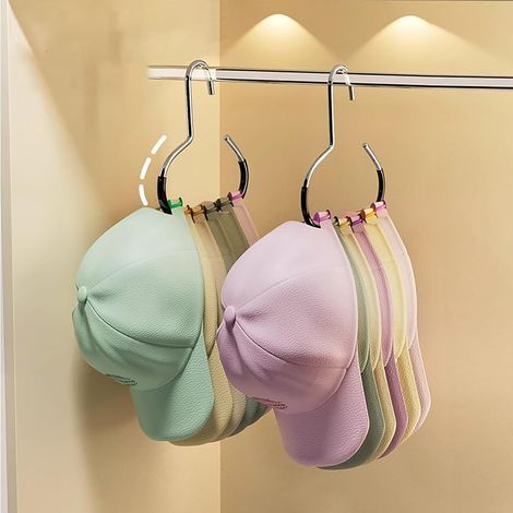 Porta cappellini da baseball nero per 2 cappellini, appendiabiti in acciaio inossidabile per armadio (1/5)