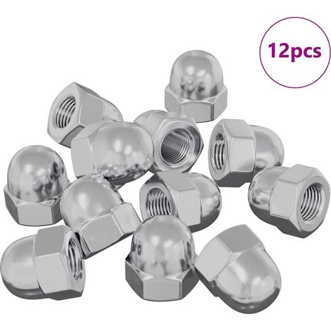 Tuercas Acorn Hexagonales 12 pcs Plateado m8 Metal vidaXL