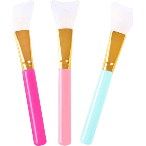 Pinceau de masque facial, applicateur sans poils en silicone 3 pièces pour masque, masque pour les yeux, essence ou brosse de maquillage de beauté bricolage, couleur aléatoire, (1/5)