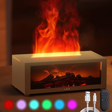 Weißer Aromadiffusor mit 7 Flammeneffekten, 150 ml Fassungsvermögen, ätherischen Ölen, Luftbefeuchter mit Timer und Fernbedienung, tragbarer Lichtschalter für Zuhause oder Büro (1/5)