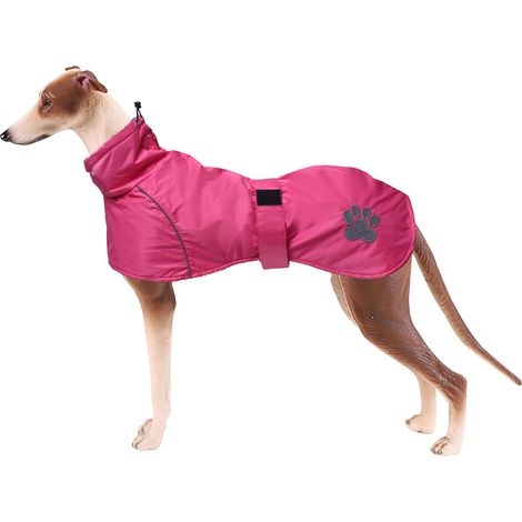 Manteau d'hiver imperméable pour l'envers des chiens lévriers de compagnie veste chaude coupe-vent avec doublure polaire douce vêtement pour lévriers whippets salukis gilets rose (1/5)