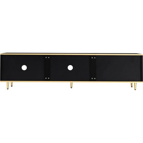 Meuble TV bas noir et doré avec 2 tiroirs et rangements fermés, façade sculptée, 170 cm, pour salon moderne et espace multimédia élégant - CHICFURN (1/5)