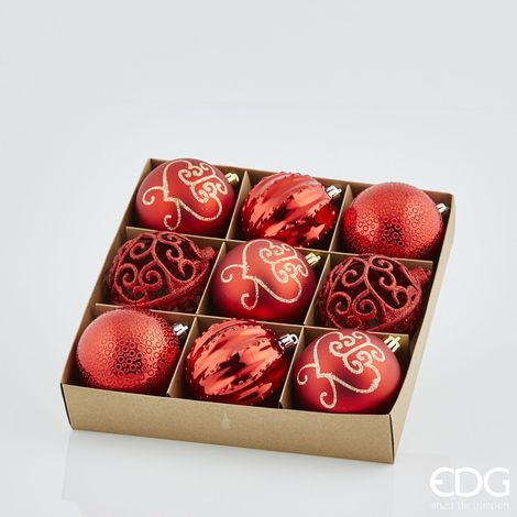 EDG Enzo De Gasperi Palla Natale Poly Mix D 8 Cm Cf 9 Pz Red
