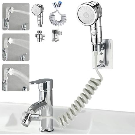 Douchette adaptable sur robinet,Facile à laver les cheveux et à nettoyer les assiettes,douchette lavabo/ coiffeur/ evier,rallonge robinet lavabo (1/4)