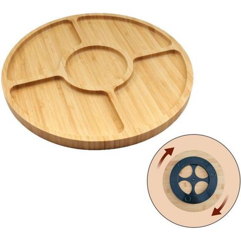 Plateau Bambou 5 Compartiments 25x25 cm Rotatif Pour Snacks (1/4)