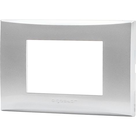 Placca 3 moduli 503 in plastica argento compatibile anche con Vimar Plana