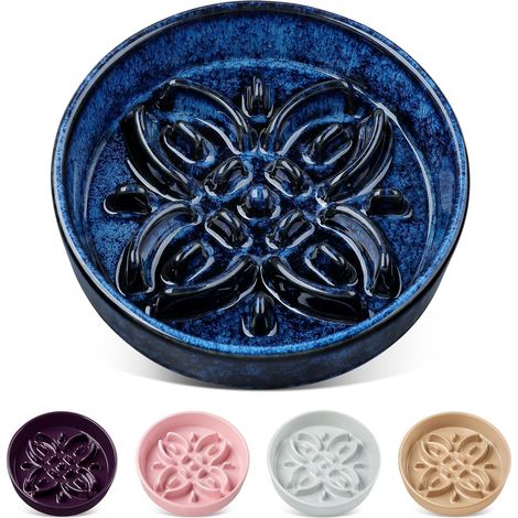 Slow Feeding Bowl with Petal-Shaped Design, Non-Slip, Stable, Easy to Clean, Suitable for Small, Medium and Large Dogs, Blue (1/5)