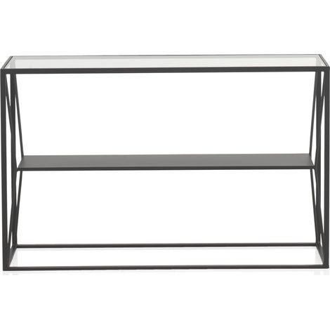 Schwarzer Konsolentisch aus Metall mit Glasplatte (1/5)