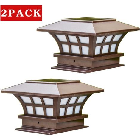Lampes solaires d'extérieur pour poteaux en bois, lot de 2 lampes LED étanches blanc froid pour clôture (1/5)