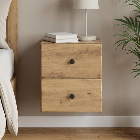 vidaXL Wall-Mounted Bedside Cabinet Artisan Oak 34.5 x 33 x 40 cm (1/5)
