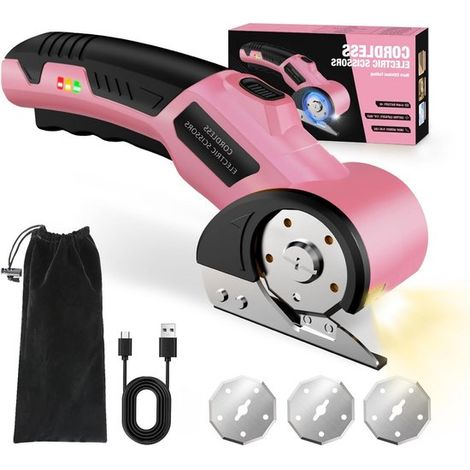 Taille-haie électrique pour vêtements, tissus et textiles petit, portable, pratique, sans fil et rechargeable rose. (1/5)