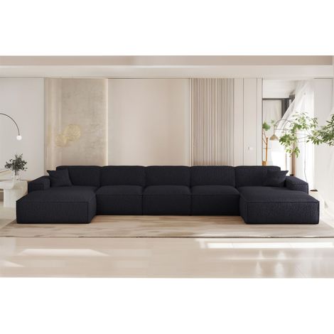 Wohnlandschaft Sofa U-Form CELES PREMIUM XL in Stoff Sven Dunekblau (1/3)