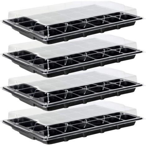 Kit de 4 pièces Mini-serre, Plateau transparent, Couvercle avec interrupteur, Pour semis intérieur (1/5)