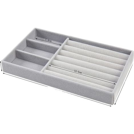 Organizzatore per gioielli, in velluto, design resistente, con 3 scomparti. (1/2)